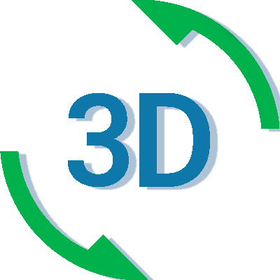 3D-Symbol mit Pfeilen in Kreisform